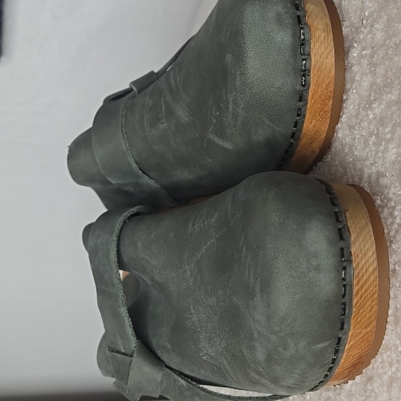 Sanita Clogs Manuella Wooden Oiled Leather Khaki Green Size EU 40 Shoe - Picture 13 of 13